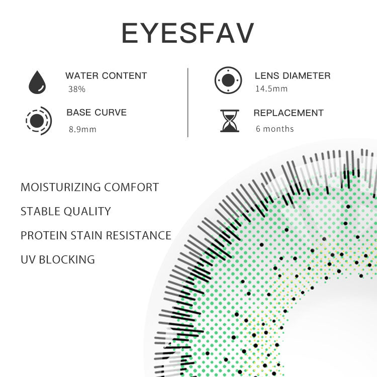Eyesfav Magic Green Colored Contact Lenses Parameters